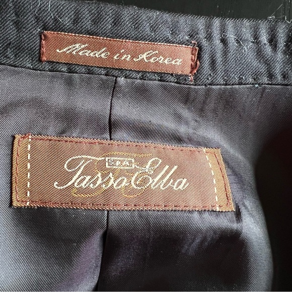 Tasso Elba 100% Wool Black Men’s Three Button Suit Size 38R Pant Size 32 - Picture 6 of 15